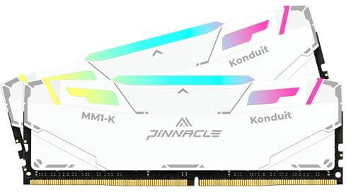 Timetec Pinnacle Konduit RGB 32GB Kit(2x16GB) DDR4 3200MHz PC4-25600 CL16-18-18-38 XMP2.0 Overclocking 1.35V Dual Rank Compatible para AMD e Intel Desktop Gaming PC Módulo de Memoria - Blanco