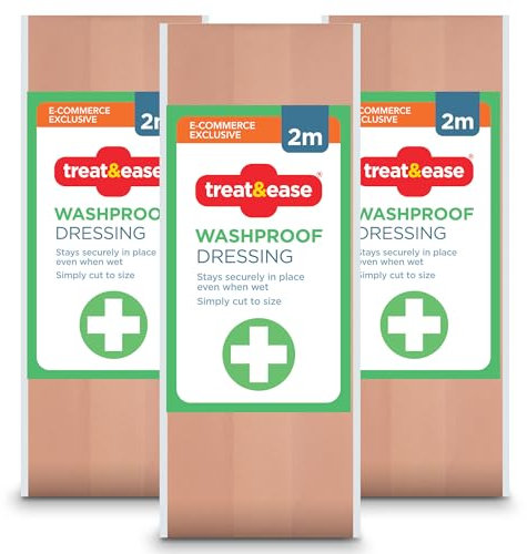 SOL Washproof Wound Dressing Strips 6m - Flexible Fabric Plasters for First Aid - Cut to Size, Breathable, Waterproof, Strong Adhesive, Protects Against Dirt - Ideal for Joints and High Movement Areas
