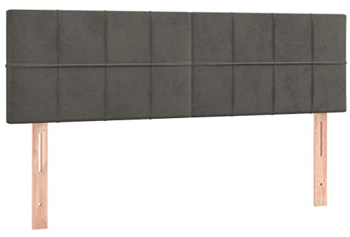 vidaXL Kopfteil, Bettkopfteil mit Holzbeinen, Höhenverstellbar Polsterkopfteil für Bett, Betthaupt Bettzubehör Schlafzimmer, Dunkelgrau 144x5x78/88cm Samt
