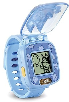 VTech - Bluey, die interaktive Spieluhr, Kinderuhr mit Klappdeckel mit Anime-Bildschirm, weiches Armband, 8 Zifferblätter, 4 Lernspiele, Geschenk für Kinder von 3 bis 7 Jahren – Inhalt in Französisch