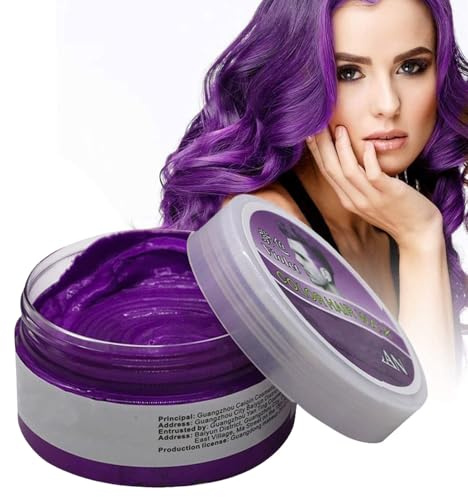 DMQ Hair Wax Colour, Crazy Purple Spray Temporary, Temporary Dye, Colour Instant Styling, Natural Hairstyle Color Pomade, Styling Clays for Men, Women, Party, Cosplay, 1, 1.0 gram