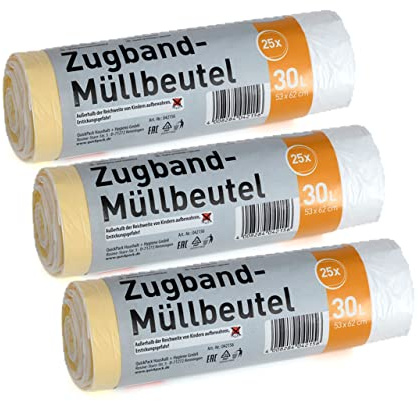 30 l vit soppåse med dragsko (30 l vit 3 st)