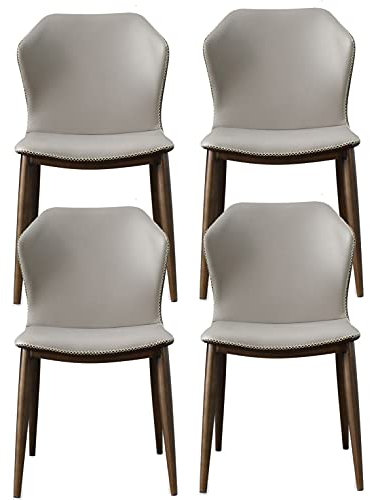 RDHKJ Modern Esszimmerstühle 4er-Set，Moderne Mikrofaser-Leder-Küche-Wohnzimmer-Stühle，Beistellstuhl Mit Füßen Aus Antikem Kupfer Wasserdichter Bürosessel Aus Leder Esszimmerstuhl (Color : Grey)