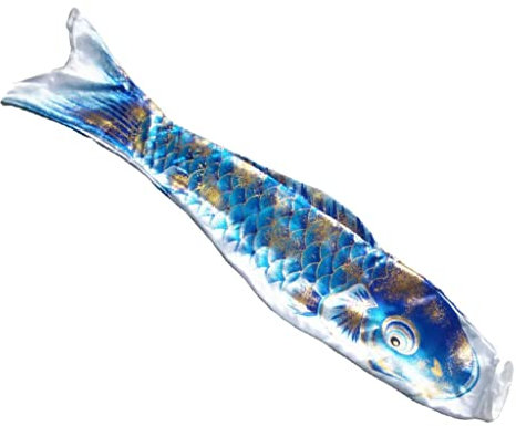 Japanische Windsack Karpfenflagge Garten Koi Nobori Segelfisch 70cm Gold Blau