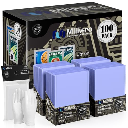Mlikero 200 Stück Karten Hüllen, 3X4 Hartkartenhüllen, Sammelkartenhüllen passend für MTG, Sammelkarten, Sportkarten (100 Hartkartenhüllen + 100 Transparente Kartenhüllen)