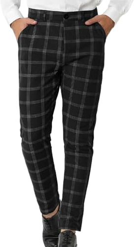 Oanviso Pantalons Homme à Carreaux Pantalon de Robe Chino Pantalons Élastique Rayé Pantalon d'affaires Pantalon de Costume Slim Décontracté Pantalons Jogging Élégant Business Pantalons Homme