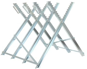 ECUTEE Metal Saw Horse Sawhorse Bench Wood Log Holder Metal Chainsaw Log Cutting Bench Stand 84 x 80 x 80 cm 150kg Foldable, for Logging Sawing Forestry Workshop