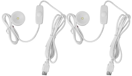 Yechiry 2 Stück LED-Spot-Leuchten, 5 V USB, Dimmbar, Professionelle Bilderleuchten, Garderobenbeleuchtung mit 2 M Langem Kabel für Vitrinen, Vitrine, Ausstellungsraum (weißes Licht)