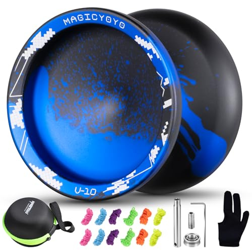 YOSTAR V10 JoJo für Kinder und Erwachsene, Trick Yoyo mit Kugellager | Trick Yoyo für Kinder, Jo-Jo für Responsive Und Unresponsive, Metall Yo-Yo Für Anfänger, mit 12 Saiten, Zubehörse