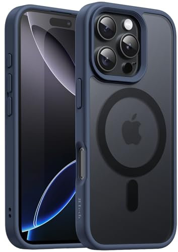 JETech Magnetic Case for iPhone 16 Pro 6.3-Inch Compatible with MagSafe, Translucent Matte Back Slim Shockproof Phone Cover (Storm Blue)