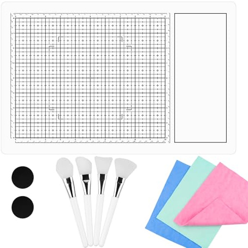 9-teiliges magnetisches Glas-Bastelmatten-Set; 40 x 26 cm hitzebeständige Glas-Medien-Schneidematte mit Magneten, Rasterlinien und Messungen; zum Schneiden, Stempeln, gemischte Medien, Wärmeprägen und