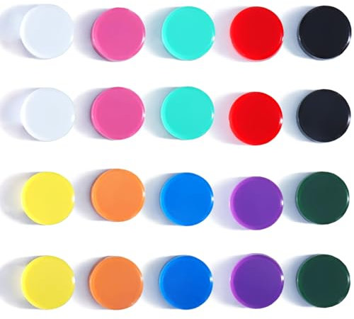 DUJEQM Magnetset für Tafel und Kühlschrank - 20 Stück in 10 Farben, kleine Runde Magnete stark