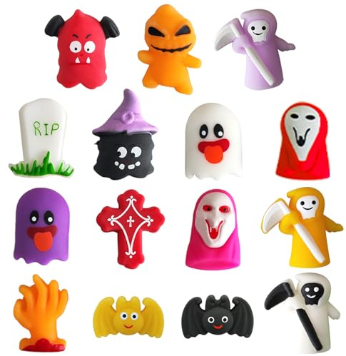 POPOYU Halloween Mochi Squishy Set,15 Stück HalloweenMochi Squeeze Spielzeug,Kawaii Squishies Stress Relief Spielzeug,Mini Geschenke Mochi Party Favors für Mitgebsel Halloween Kinder