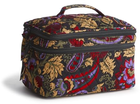 Vera Bradley Women's Premium Cotton Brush Up Cosmetic Case, Midnight Garden Paisley, One Size