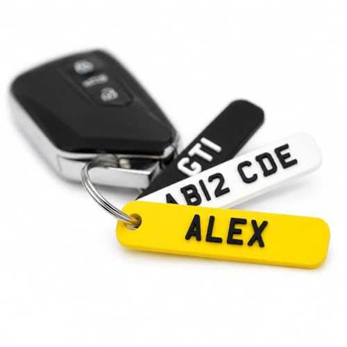 Generic Personalised Car Reg Keyring - Add Your Name or Registration, Mini Number Plate Key Fob