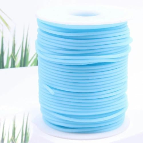 10 Meter/Los 2, 3 mm buntes hohles Gummiseil/Silikonseil zum Selbermachen, Herstellung von Armbändern, Halsketten, Schmuckzubehör, Zubehör, hellblau, 3 mm