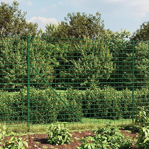 Festnight Maschendrahtzaun 200cm höhe Set Maschendrahtzaun Set Gartenzaun Set Komplettset Zaunset Drahtzaun Maschendraht mit Einschlaghülsen Bodenhülsen-Grün-2 x 25 m