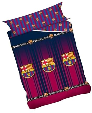 JYC CREATIVE Set Copripiumino FC Barcelona 2 Pezzi – Sacco Copripiumino e Federa per Letto da 105 cm, Tessuto 50% Cotone 50% Poliestere, Tifosi Blaugrana, Modello 4
