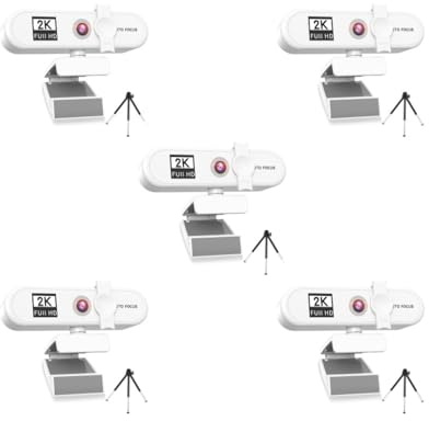 Mealoodiousmusea 5 set di webcam per computer con messa a fuoco automatica HD USB Online regolabile per PC con microfono cablato di ricambio webcam esterna videocamera bianca 2K