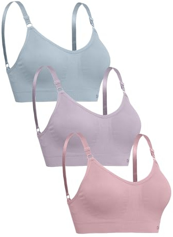 Channo Reggiseno Sportivo Comodo e, Senza Ferretto e Senza Cuciture, con Imbottitura Rimovibile - Confezione da 3, Multicolore, L/XL