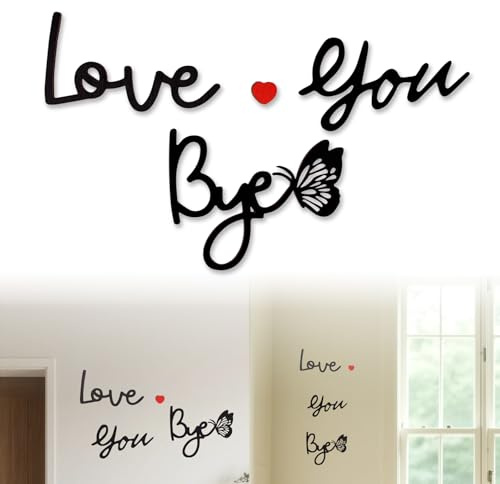 Lyreh Love You Bye Sign, Wooden Above Door Decoration Modern Wall Art Decal Express Warm and Love for Family Lover Housewarming Gifts for Home Office Room Entryway Hallway Windows Decor