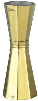 QuxetlRyz Jigger 2 Piezas de Vaso medidor Octogonal for cóctel, Herramientas de Barra, Accesorios de Barra(Gold 30 45ml)
