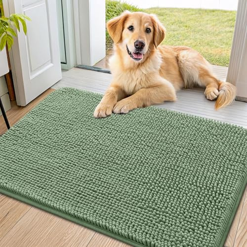 Smiry Hunde-Fußmatte für schlammige Pfoten, 91 x 61 cm, absorbiert Feuchtigkeit und Schmutz, Fußmatte, rutschfest, waschbar, schnell trocknend, Chenille, Eingangstürmatte, Eingangsteppich für