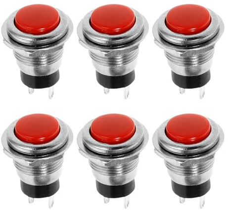 TOPBATHY 6pezzi Interruttore Pulsante Momentaneo Pin Autoreset Senza Filo Mini Tasto Rotondo Rosso Per Sostituzione Interruttori Automotive Facile Installazione e Design Elegante