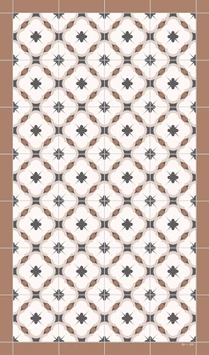 DobleUve Estudio Alfombra Vinílica Loft Marrón | Marrón | 47x80 | Alfombra Cocina Lavable Antideslizante | Alfombra Vinilo Salón | Alfombra Verano | Suelo de Vinilo