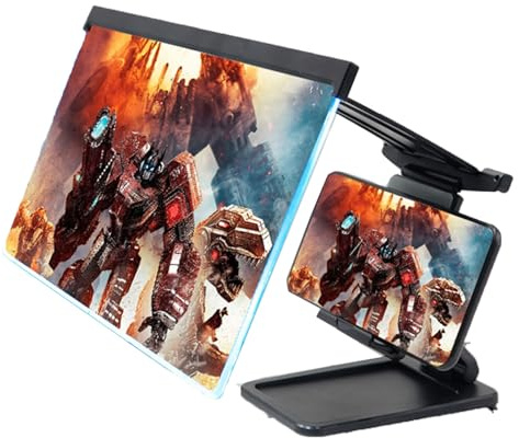 ASTVDFQK Handy-Bildschirmlupe, 12 Zoll Groß, Auf Ständer, HD-3D-Handy-Projektor-Bildschirm, TV-Lupe, Videoverstärker for Gaming-Vergrößerung, Coole Gadgets