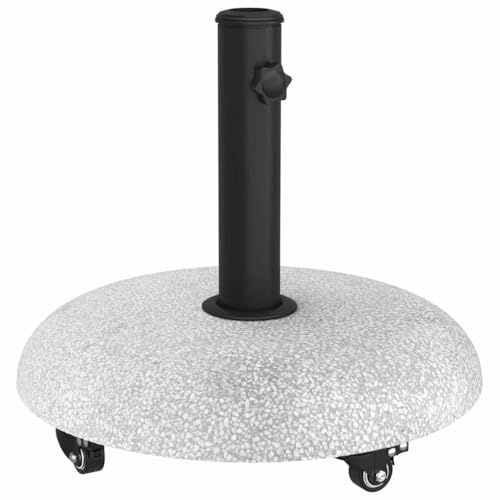 vidaXL Sonnenschirmständer 21 kg Hellgrau Beton Rund | Kommt mit Rädern für einfachen Transport, Hergestellt aus wasserfestem Beton,