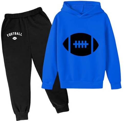 Generisch Survêtement pour enfant - Survêtement de sport - Sweat à capuche - Pantalon de jogging - Pull à capuche - Survêtement 2 pièces - Tenue de sport - Survêtement d'été, bleu, 7-8 ans