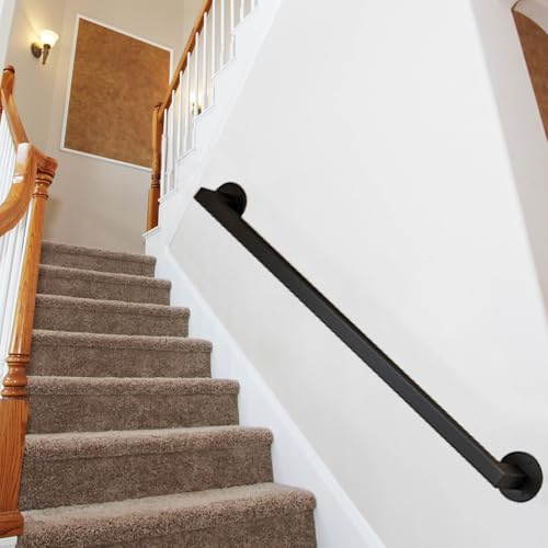 Barandilla de hierro forjado para escaleras, montaje en pared para interiores, disponible en 1,2 m a 4,2 m de longitud, balaustradas, elegante diseño de pasamanos