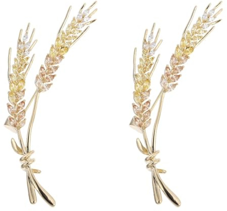 PACKOVE Broche Dorée En Forme De Pointe De Blé 2 Pièces Corsage Délicat Pour Femme Broches Et Pins Mode Pour Vêtements Et Accessoires De Festival