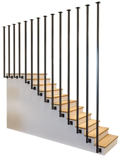 MarxaN Treppengeländer, Metall-Wandhandlauf für Stufen, schwarzes Vierkantrohrgeländer für Treppen, Gartenveranda, Eingang, Dachboden, Brüstung, Balkon, Deck(30cm)