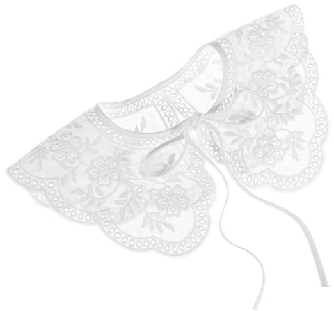 KOMBIUDA Blanco Cuello Falso Bordado Elegante de Algodón, para Mujer | Decoración de Camisa Encaje, Fácil de Poner y Quitar, Cómodo y Transpirable, para Fiesta y Escuela