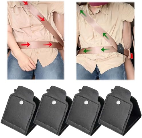 FENGCHUANG 2 Pezzi Regolatori per Cintura di Sicurezza in pelle PU, Clip per Cinture di Sicurezza Universale per Spalle e Collo Rilassanti per SUV, Furgoni, Camion (Tipo di Bottone)