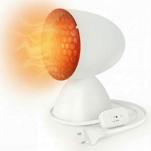GUOMIS Rotlichtlampe Wärmelampe,Infrarotlampe, Infrarotlampe mit Schutzgitter,150 Watt mit Zeitschaltuhr und einstellbarer Temperatur，Winkel einstellbar für entspannende Muskelermüdung