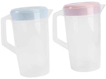 MAGICLULU 2 Stück Teekanne 2L Hitzebeständig mit Deckel Große Kapazität Wasserkrug Skalierbarer Getränkebehälter Kunststoff Saftkanne Einfach zu Reinigen für Saft Milch Eistee Haushalt Grün