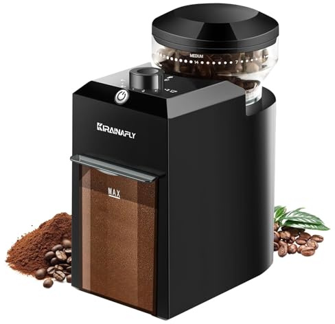 Moulin à café électrique, torréfacteur réglable avec 28 réglages de mouture précis pour presse française, goutte à goutte et expresso, 12 tasses