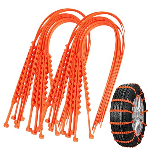 Chaînes à neige universelles réutilisables en nylon antidérapant, chaînes de roue antidérapantes pour pneus d'hiver, chaînes à neige tout-terrain, adaptées à tous les véhicules. (20Pièce)