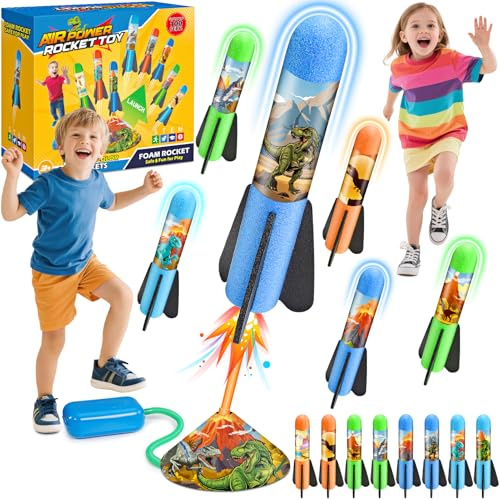 Anginne 8pcs Dinosauri Razzo Spaziale Giocattolo, 3-10 Anni Giochi da Esterno Regalo Bambino Maschio Regali di Pasqua Giochi Bimbo 4 5 6 7 8 Anni Maschio