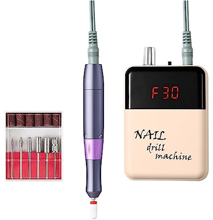 Fresa per Unghie, Lima For Unghie Elettrica Portatile Ricaricabile For Trapano For Unghie For Manicure Lucidatore For Unghie Con Trapano Elettrico For Manicure Con Display LCD(Pink)