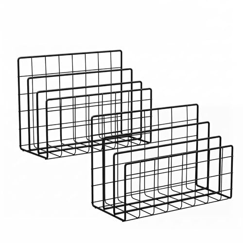 Skrivbordsorganisatör med 3 fack, brevorganisatör för skrivbordet, brevställ, metalltråd, brevsorterare, kontorskuvert organisatör för post (svart)