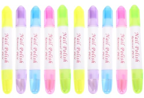 LIFKICH Stylo Dissolvant pour Vernis à Ongles Portable en Plastique, Lot de 10 Pcs pour Correction Précise, pour Salons de Manucure Professionnels et Usage à Domicile