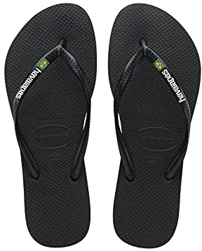 Havaianas Slim Brasil Logo FlipFlop Mujer Black 41 EU