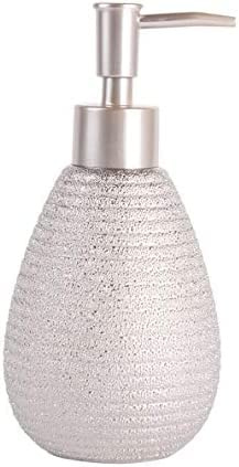 MSV Seifenspender Oman Flüssigseifen-Spender, Fassungsvermögen 8,5 x 8,5 x 12,5 cm - Silber Keramik