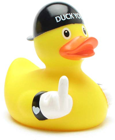Duckshop I Badeente Duck You I Quietscheente I L: 8,5 cm I inkl. Quietscheentchen-Schlüsselanhänger I Geschenk Sammler I Präsent Erwachsene