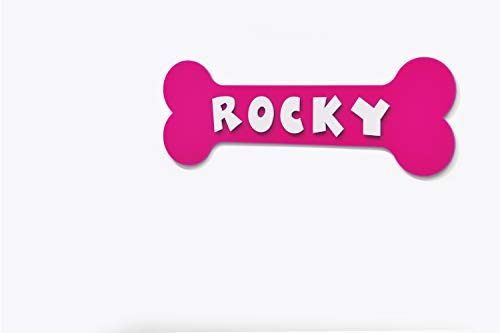 Hundeknochen-Namensschild, Rosa Acryl mit weißen Acrylbuchstaben, personalisiertes Hundenamenschild, Haustierzeichen, Hundehauszeichen