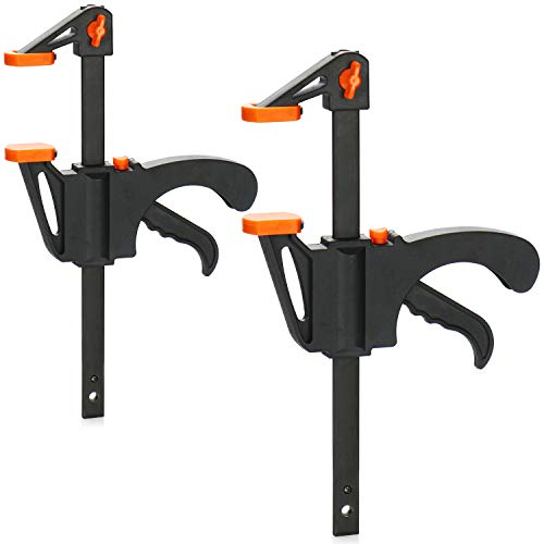 com-four® 2x Einhandzwinge - Zwingen - Schnellspannzwingen Set für Handwerker - Schraubzwinge - Handzwinge zum Spannen und Klemmen mit einer Hand (15cm Spannweite)